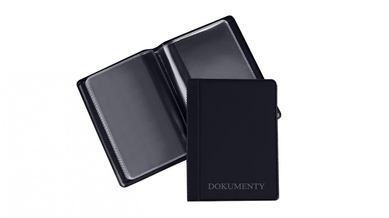 Okładka na dokumenty mini standard czarna Biurfol 73x102 mm