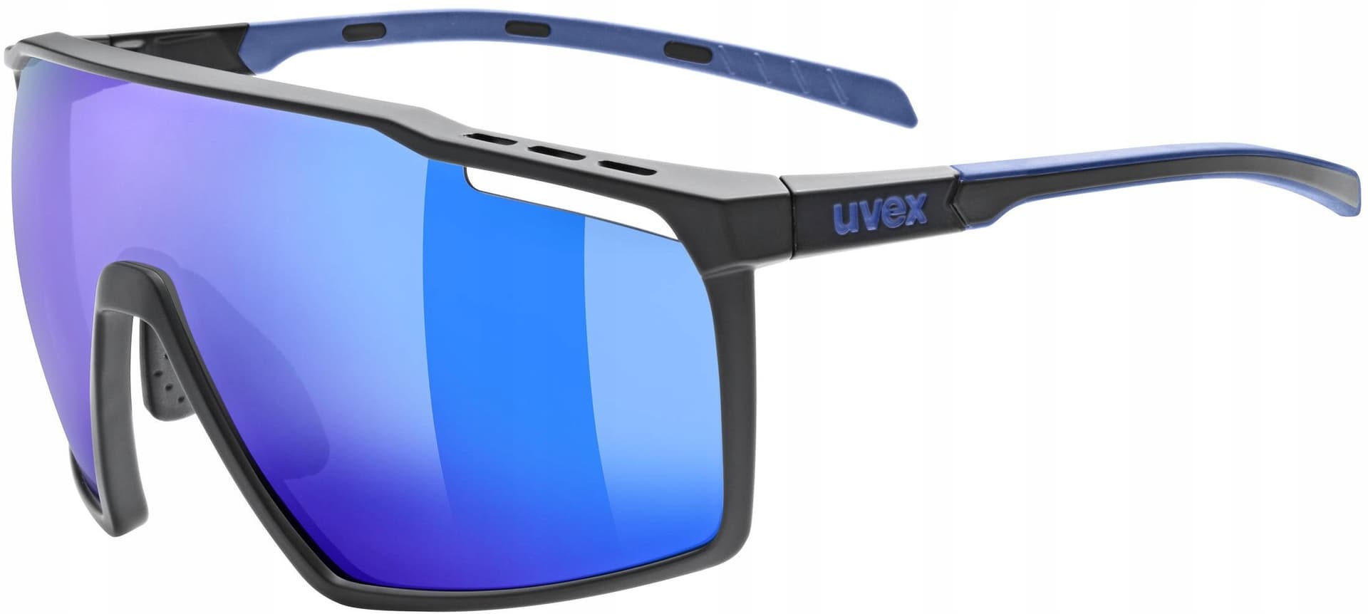 Okulary rowerowe Uvex MTN Perform S - czarny mat/niebieskie lustro
