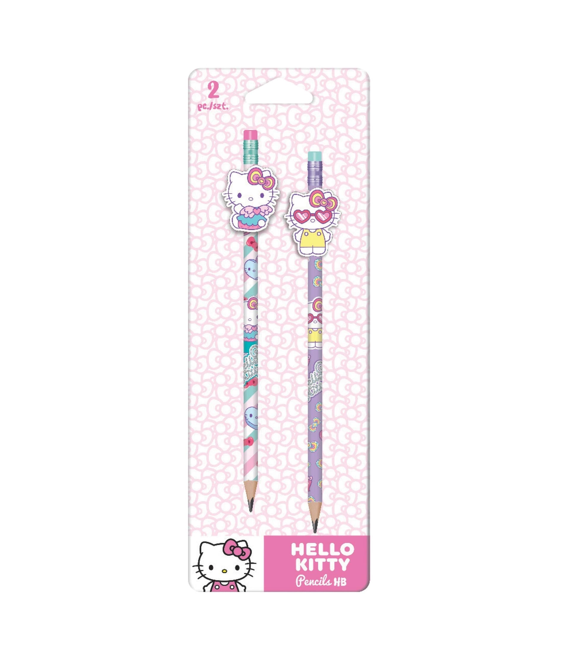 Ołówki z gumową nakładką Hello Kitty wzór 1 Pink blister 2szt.