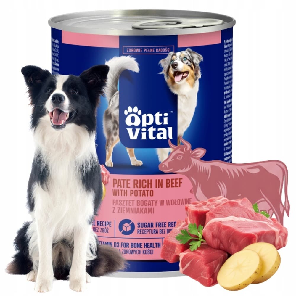 OptiVital Pate dla psa dorosłego z wieprzowiną i wołowiną z ziemniakami 400g