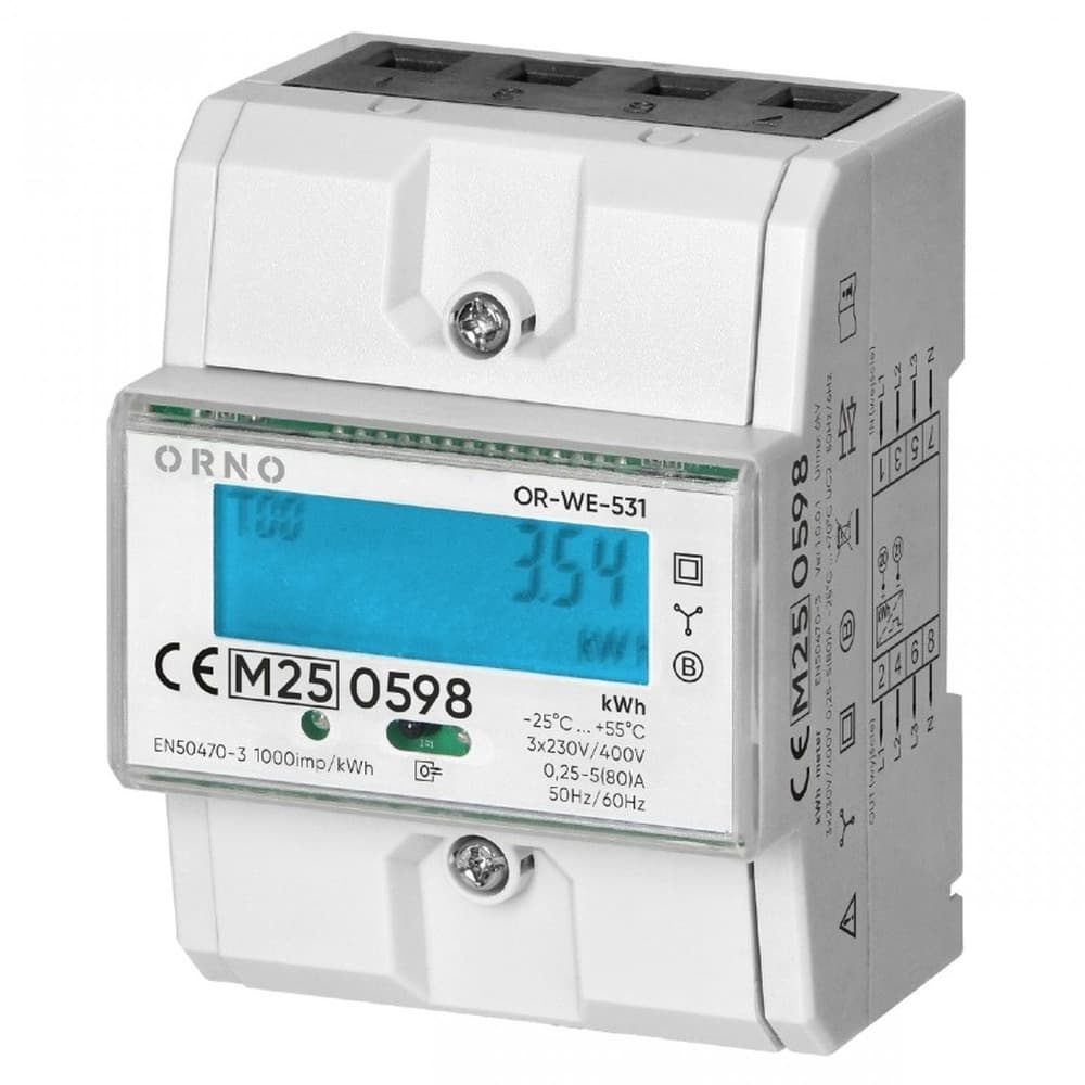 ORNO 3-FAZOWY LICZNIK ENERGII ELEKTRYCZNEJ 80A 3 MODUŁY