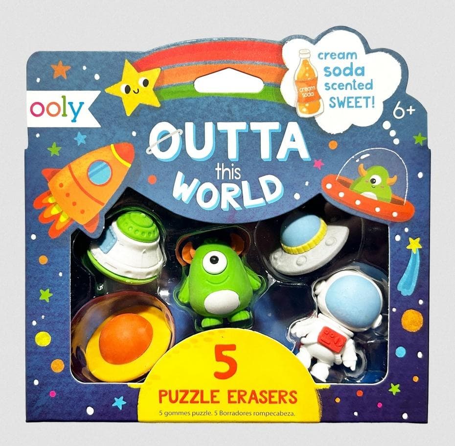 Gumki do ścierania Kosmiczne Puzzle pachnące 5 sztuk