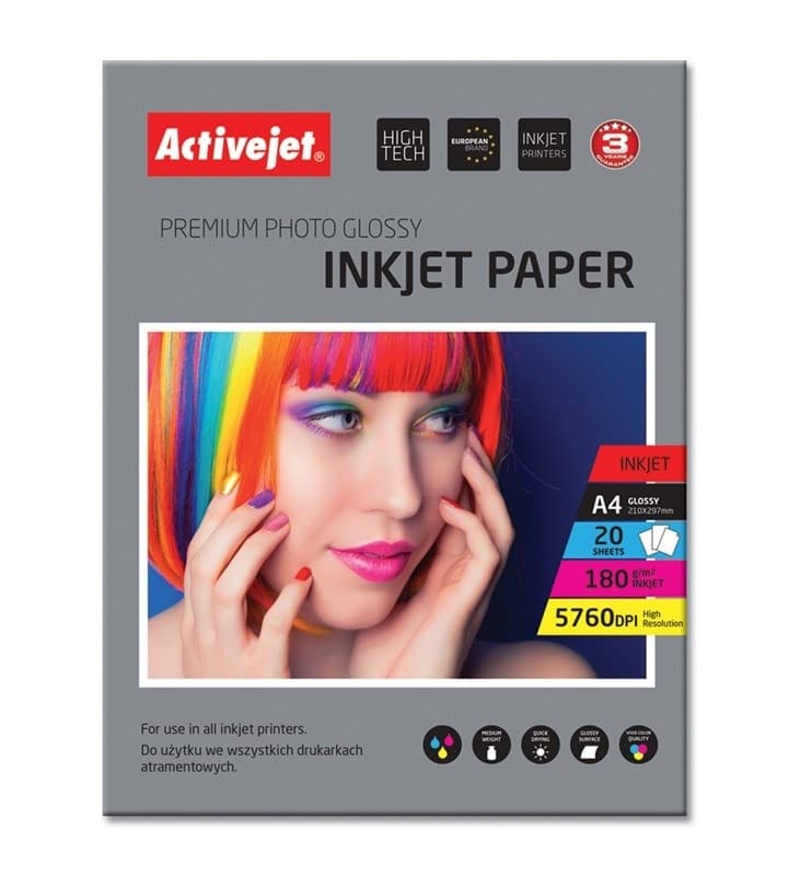 Papier fotograficzny błyszczący Activejet A4 20 sztuk