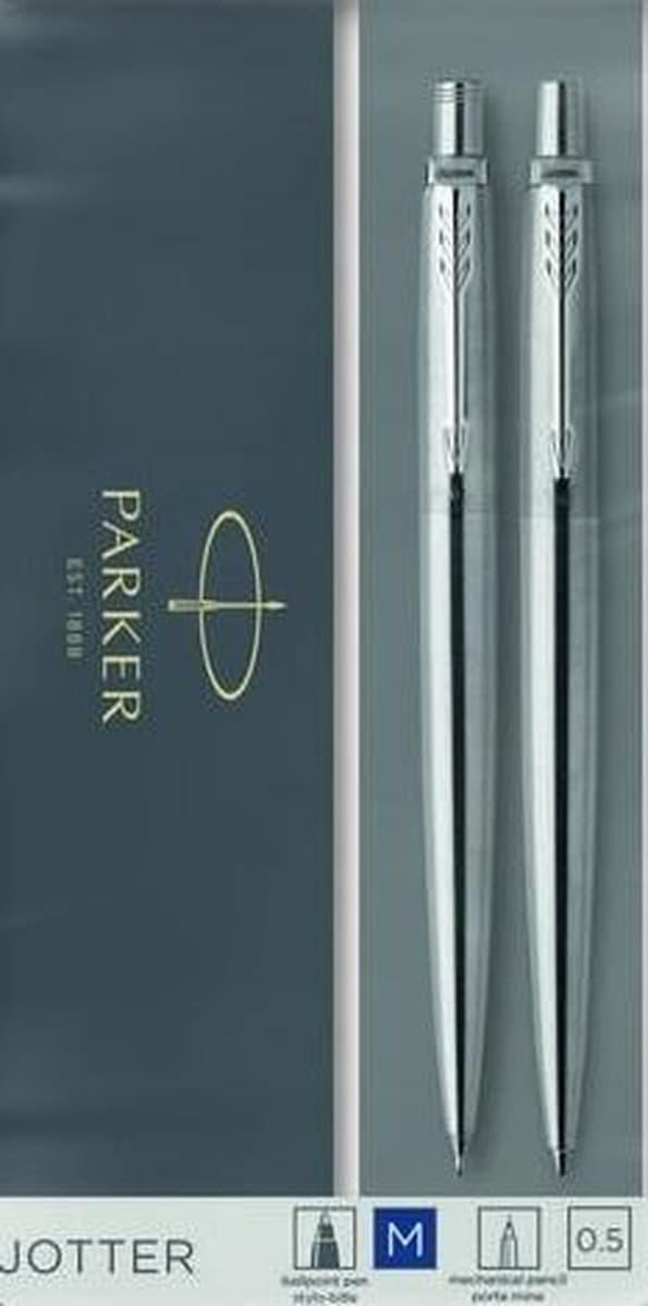 Parker Jotter Stal CT Niebieski - Zestaw Pióro Kulkowe i Wieczne