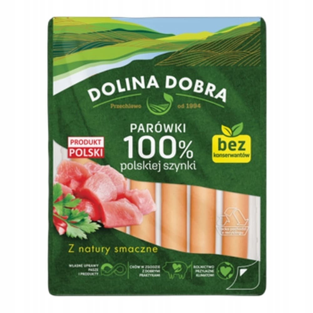 Parówki 100% polskiej szynki 200g Dolina Dobra