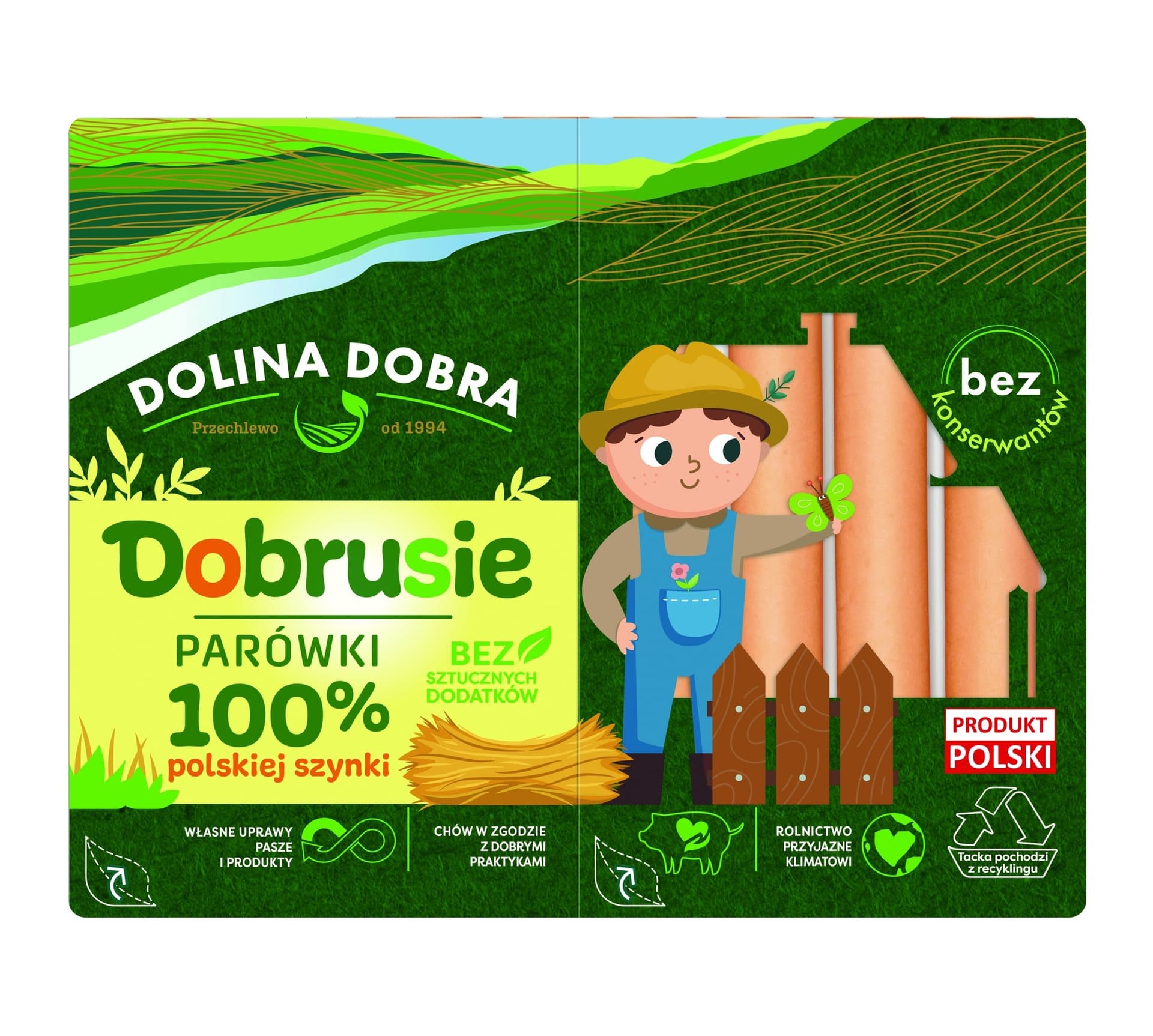 Parówki Dobrusie 100% polskiej szynki 160 g Dolina Dobra