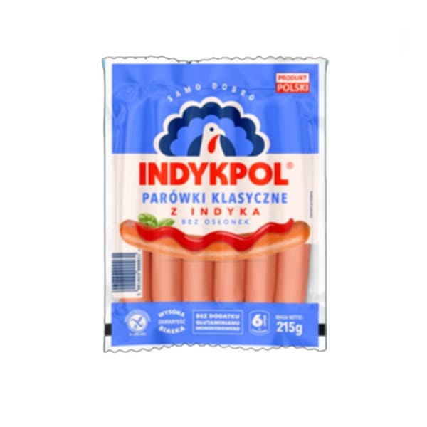 Parówki z indyka Klasyczne 215 g Indykpol
