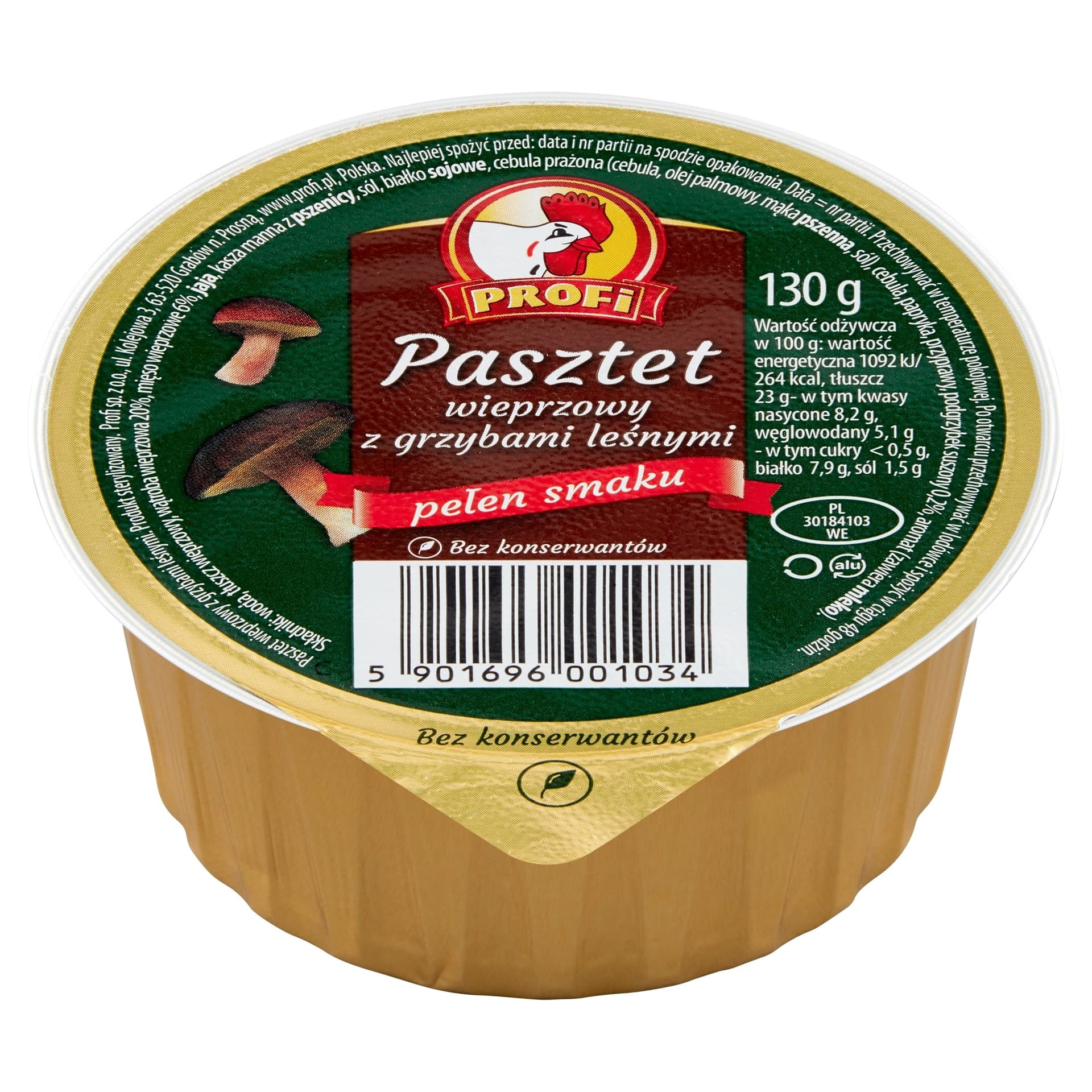Profi Pasztet wieprzowy z grzybami leśnymi 130 g