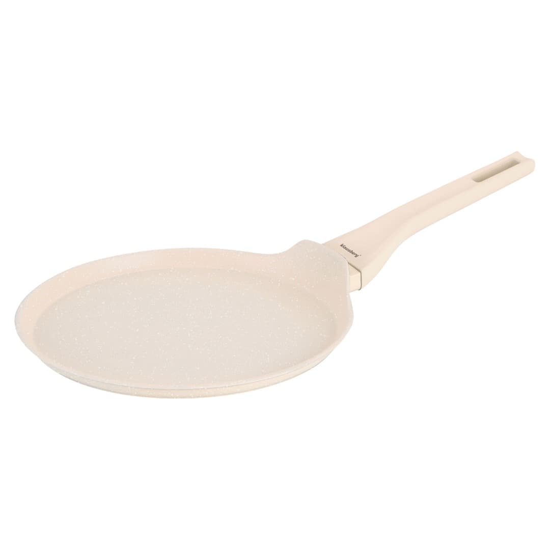 Patelnia do Naleśników aluminiowa kremowa 24 cm z powłoką marmurową nieprzywierającą indukcja