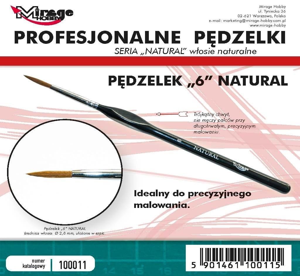 Pędzelek naturalny do precyzyjnego malowania rozmiar 6