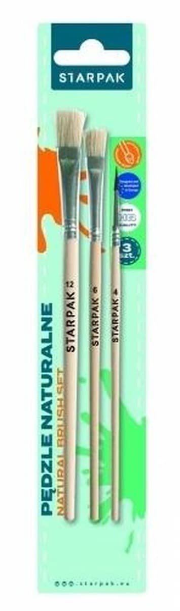 Pędzle Szkolne Naturalne 3 sztuki STARPAK