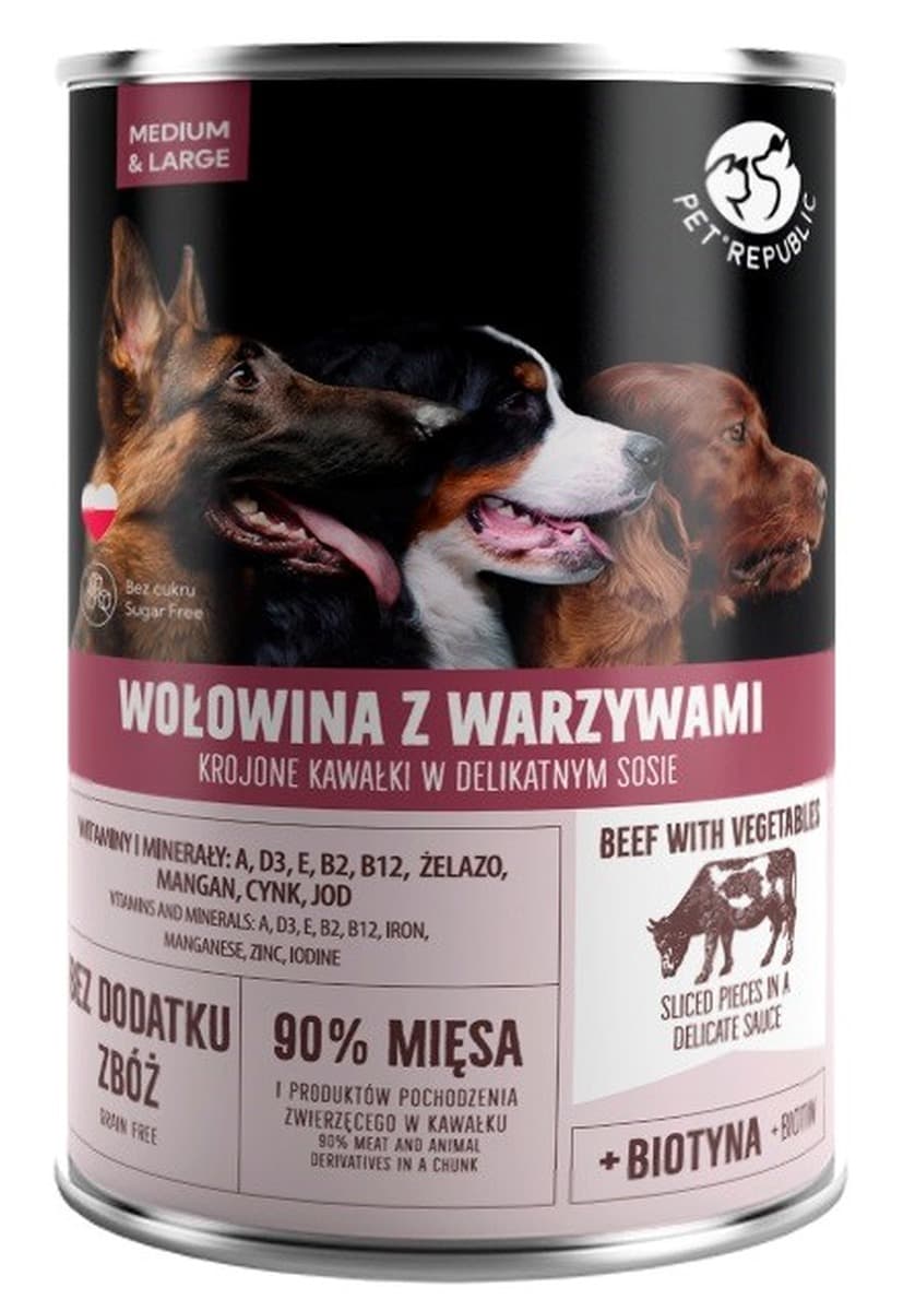 PetRepublic Karma mokra dla psa wołowina z warzywami 1250 g