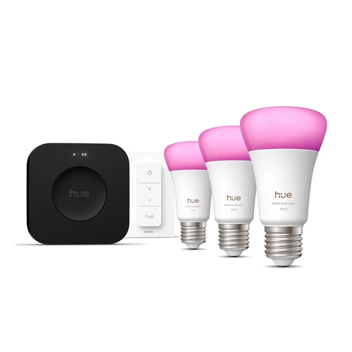 Philips Hue Zestaw startowy 3 żarówki E27, dimmer, mostek Hue Pro RGBW