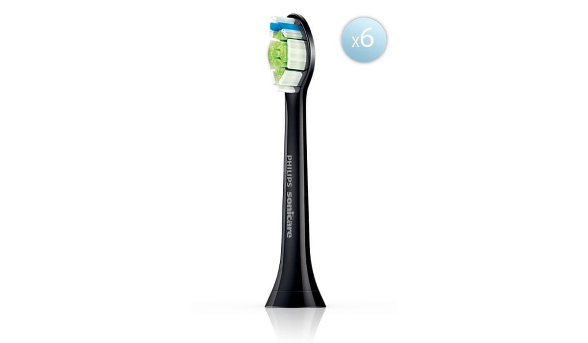 PHILIPS HX6066/88 Główki szczoteczki - 6 sztuk, czarne, średnie włosie