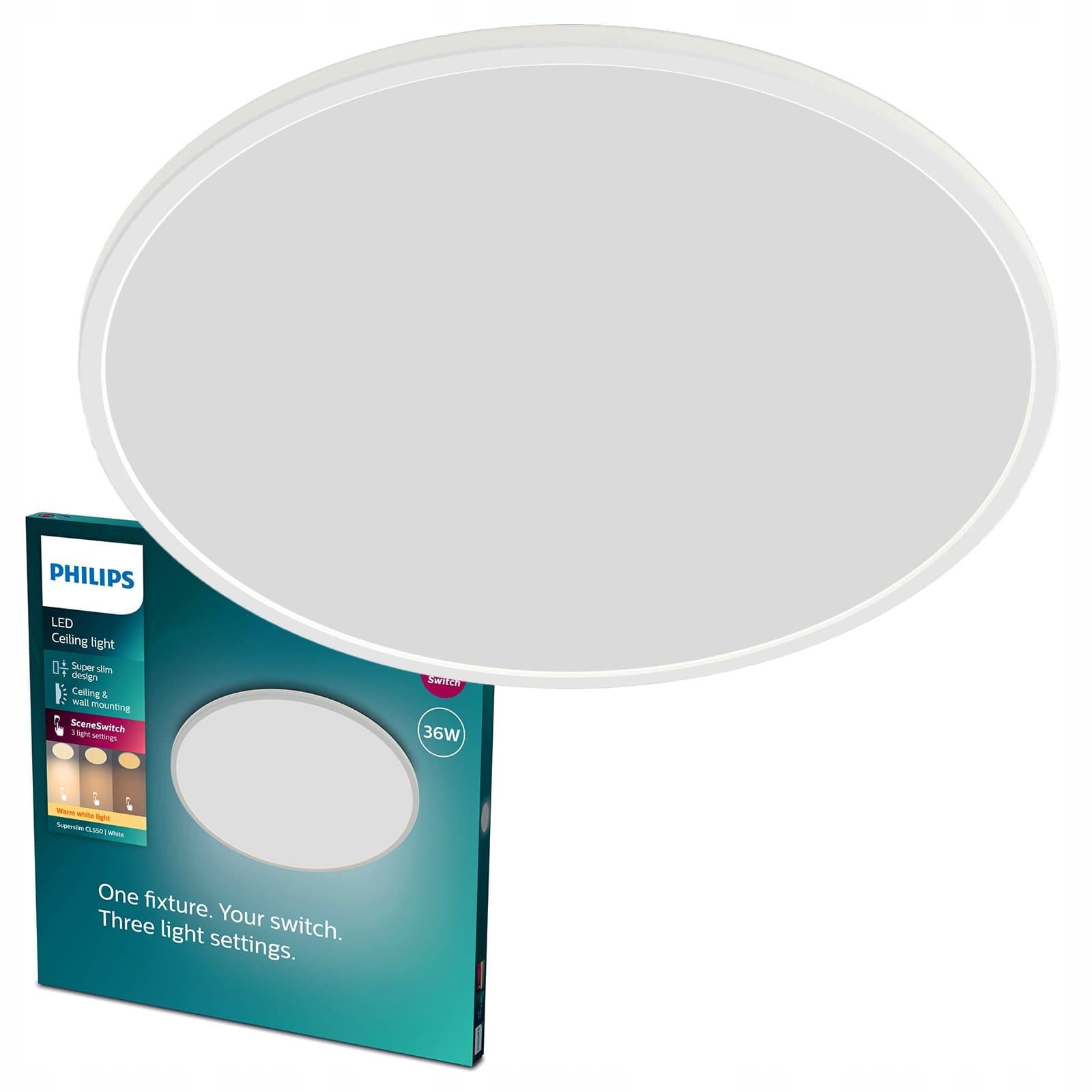 Philips Superslim 36W Lampa Sufitowa LED Okrągła Biała