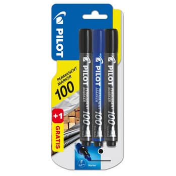Pilot Marker permanentny czarny, czerwony, niebieski +1 gratis