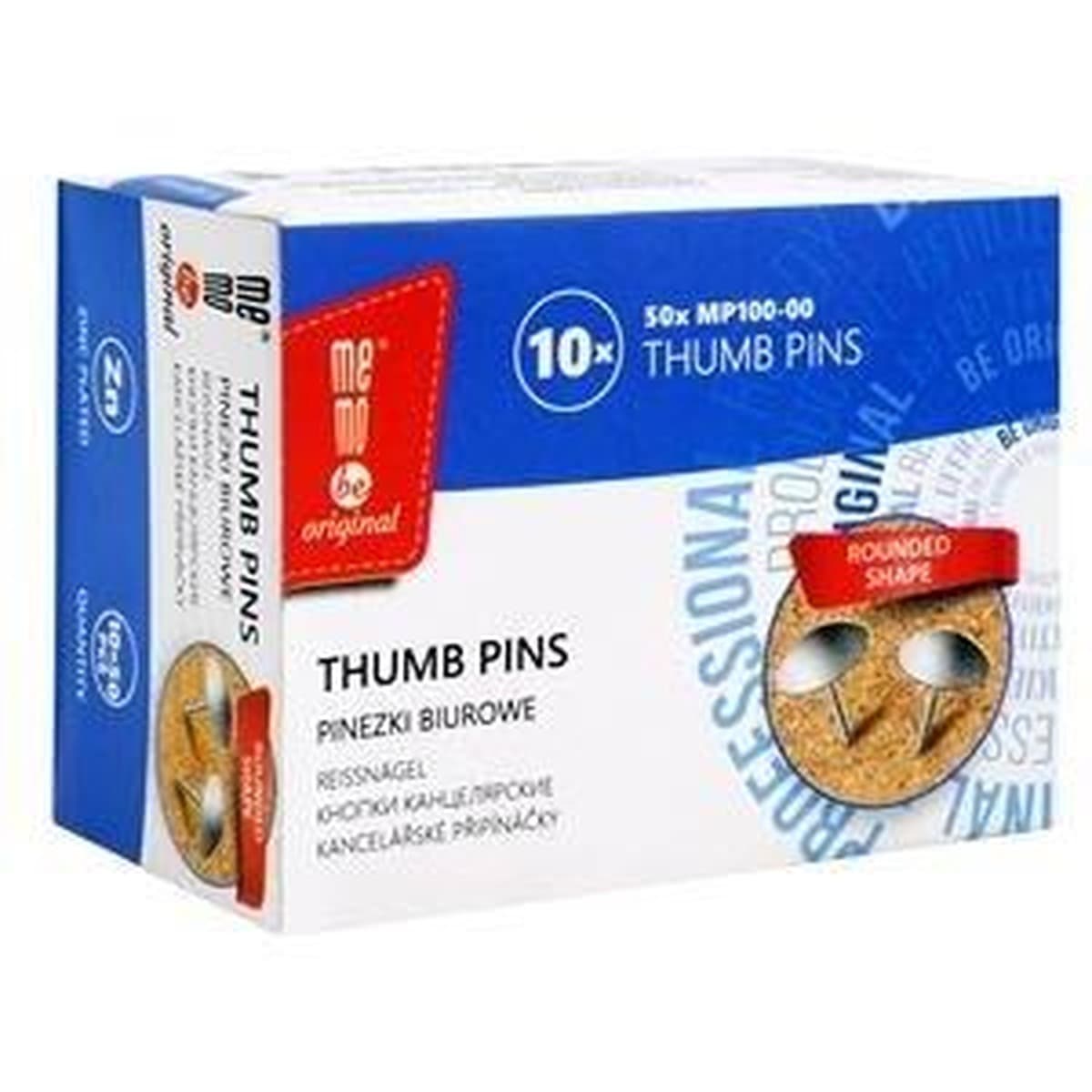 Pinezki srebrne metalowe MemoBe 10 x 50 sztuk