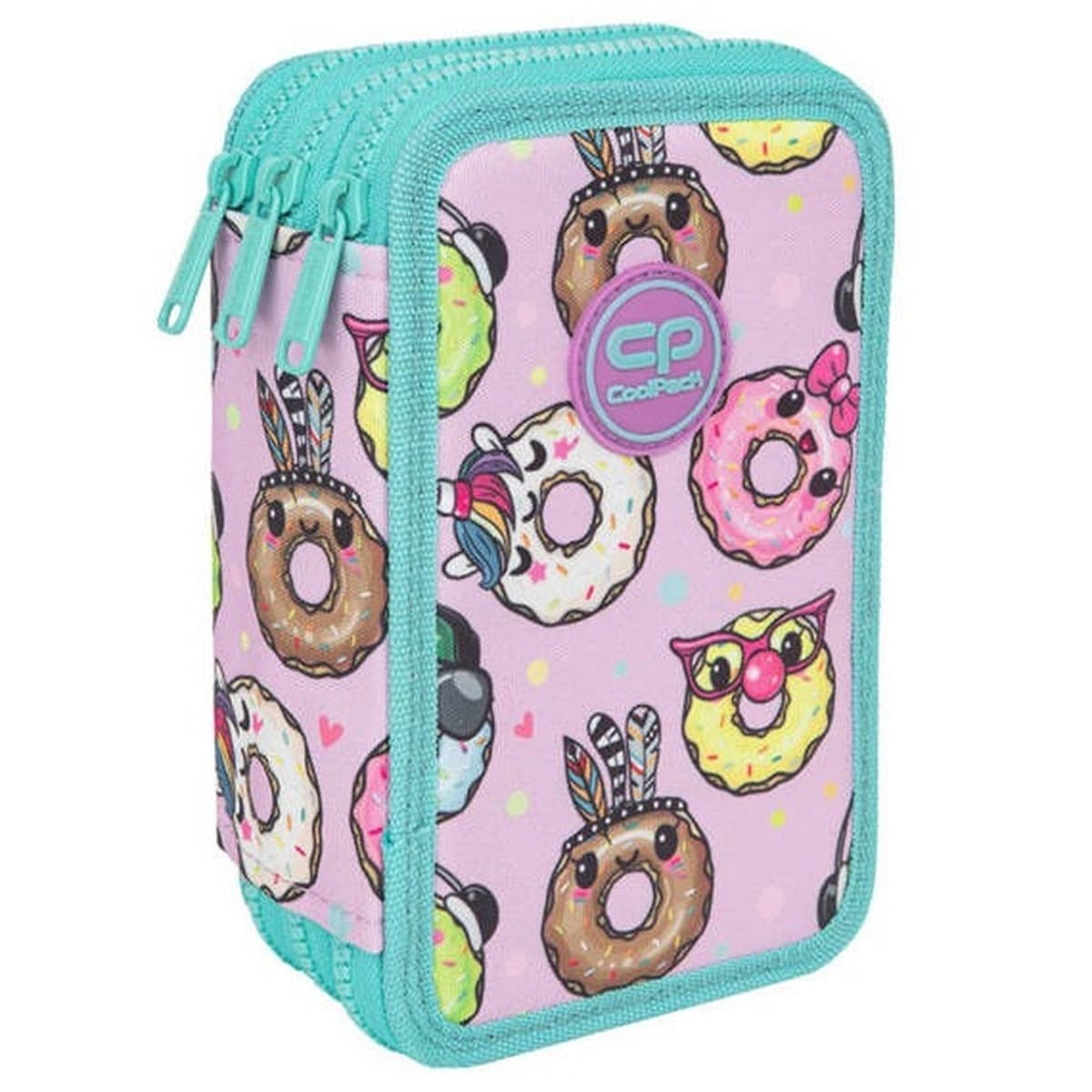 Piórnik potrójny z wyposażeniem Coolpack Jumper 3 Happy Donuts