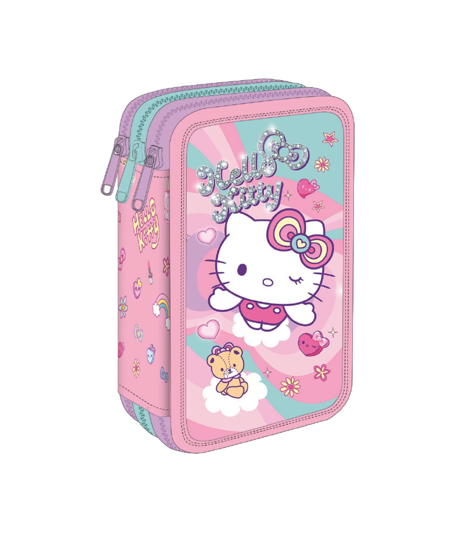 Piórnik potrójny z wyposażeniem Hello Kitty Jumper 3 Pink 1