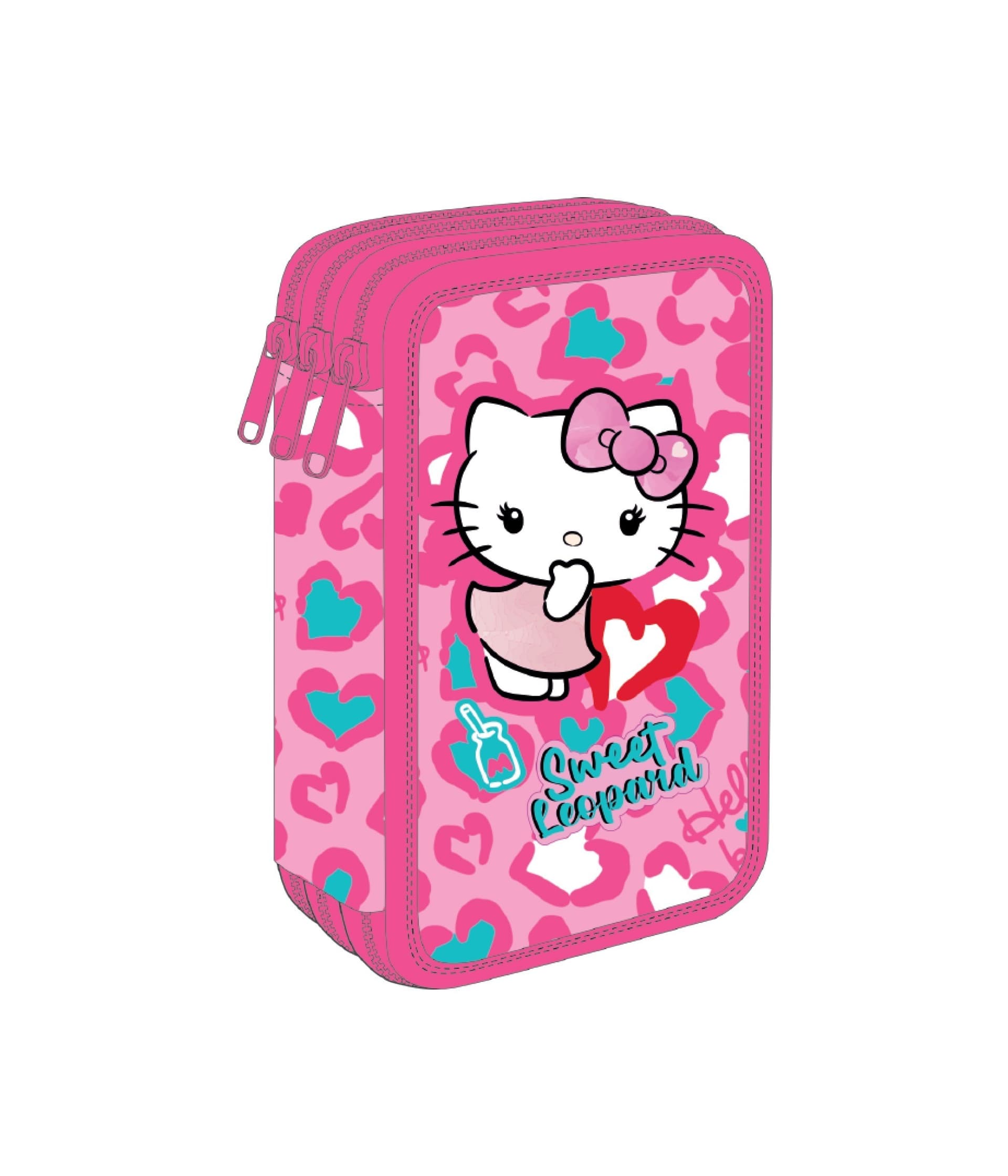 Piórnik potrójny z wyposażeniem Hello Kitty Jumper 3 Pink 2