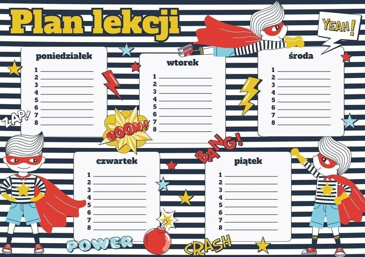 Plan lekcji Superbohater A5