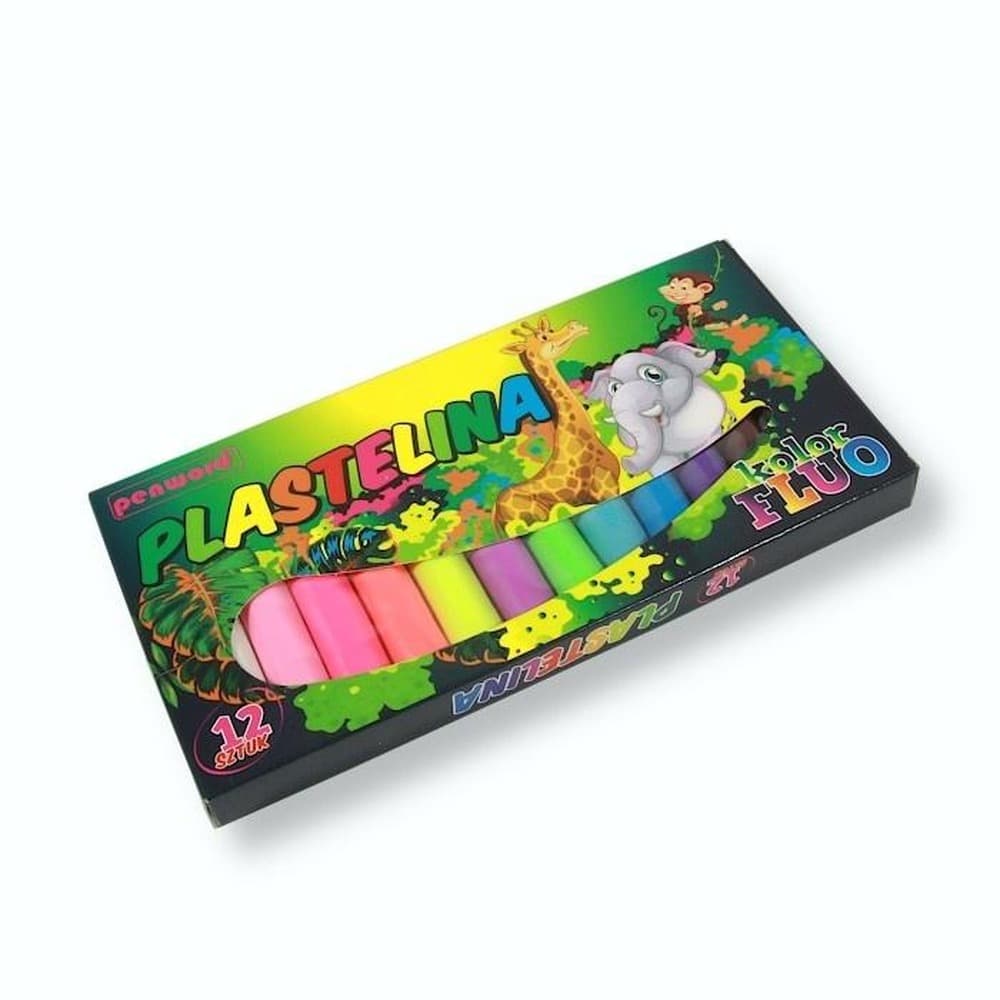 Plastelina 12 intensywnych kolorów fluo