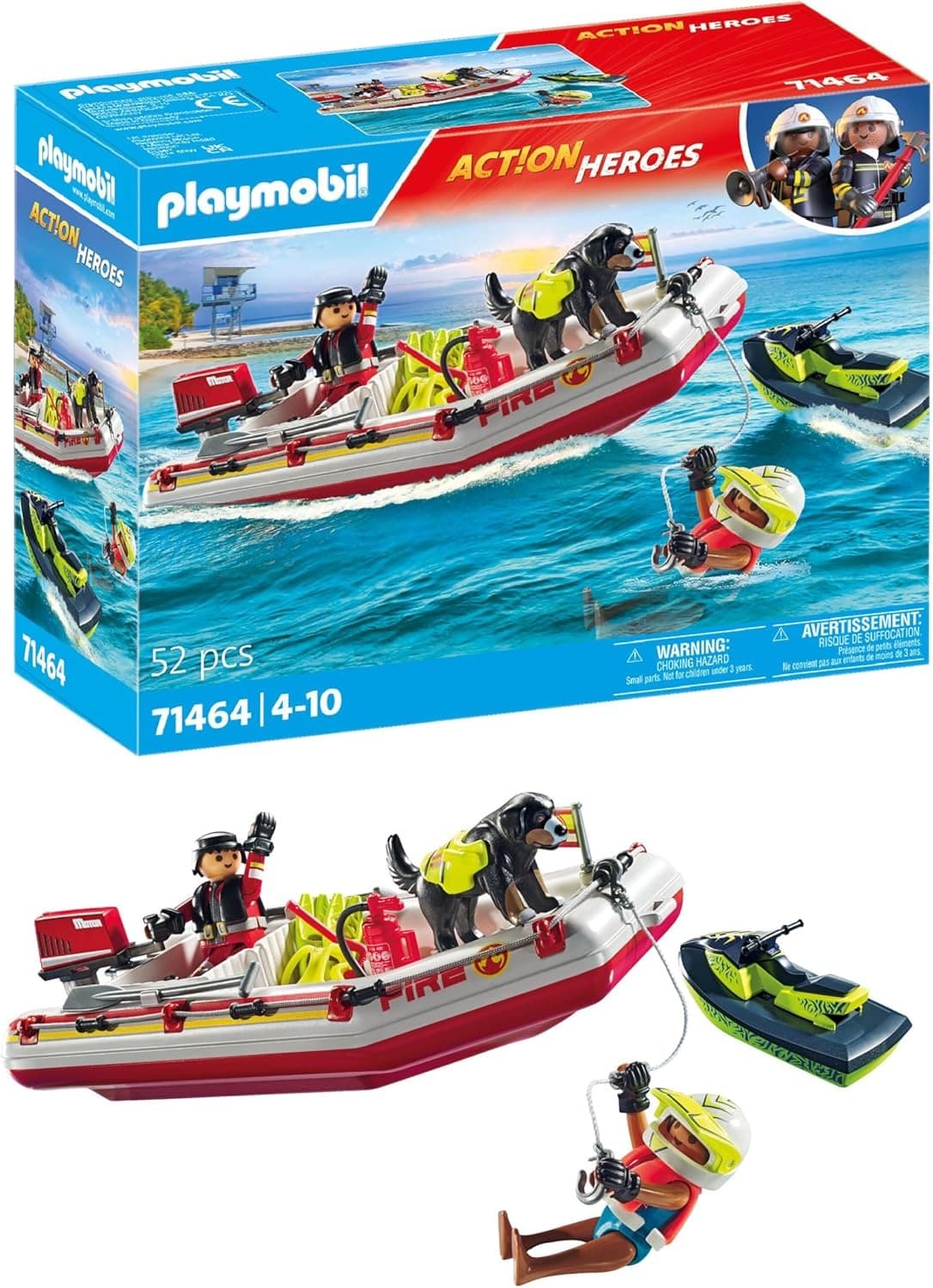 Playmobil Łódź straży pożarnej ze skuterem wodnym 71464