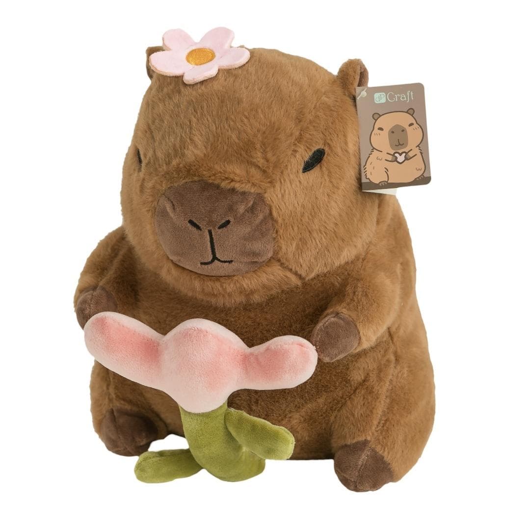 Pluszowa Kapibara z kwiatem 27cm