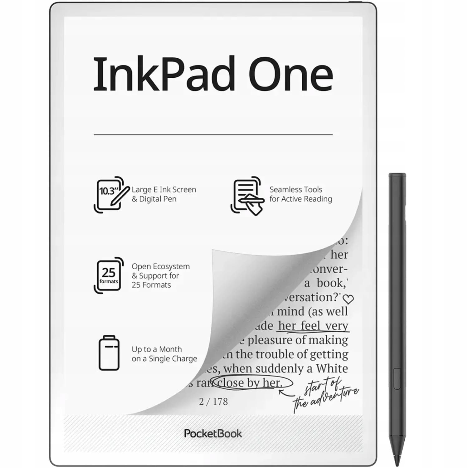 PocketBook InkPad One 1030 Czytnik Ebook 10,3" E-ink Mobius 32GB Wi-Fi Czarny