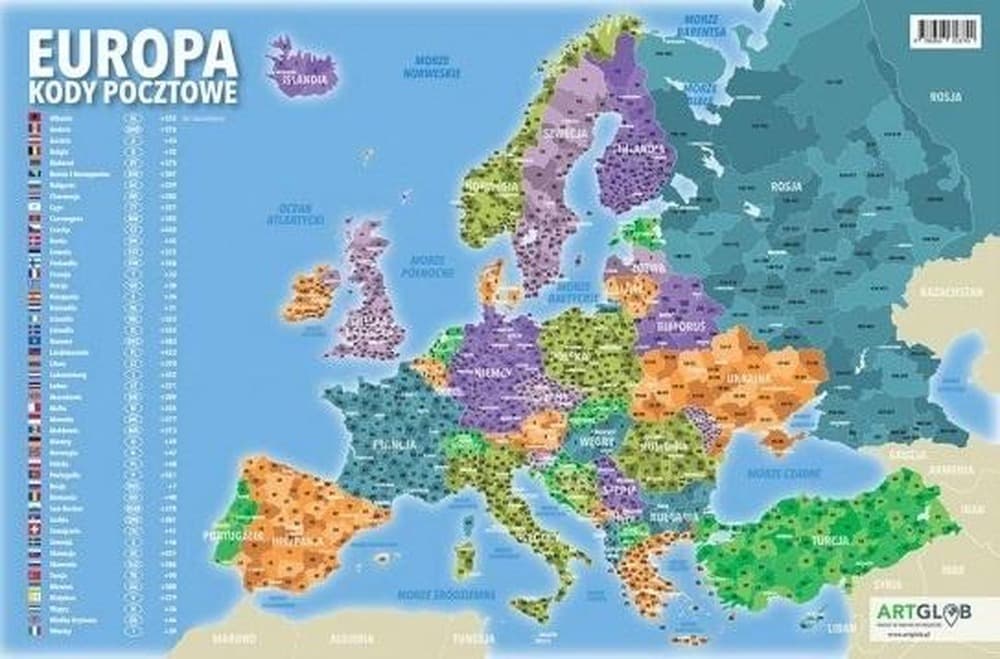 Podkładka na biurko Europa z Kodami Pocztowymi Młodego Odkrywcy