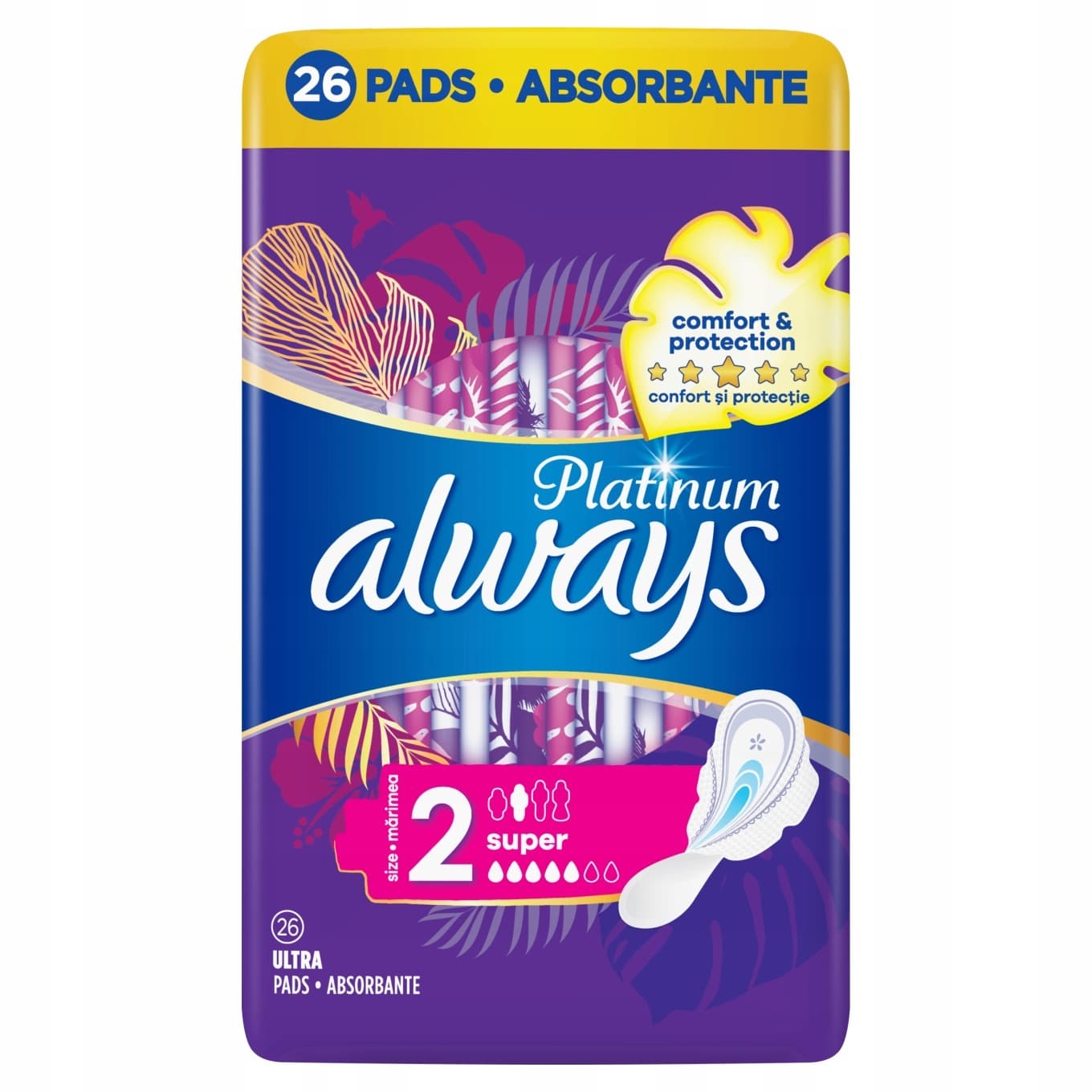 Always Platinum Super Podpaski ze skrzydełkami, 26 sztuk