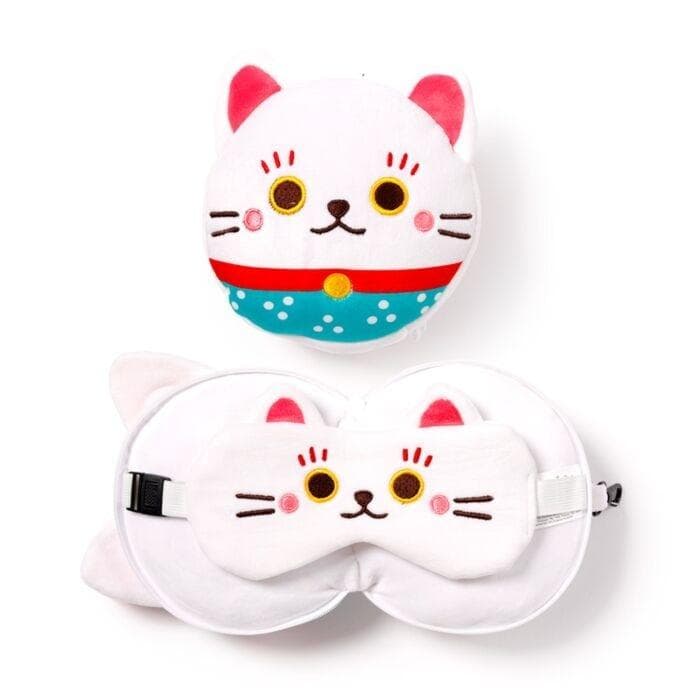 Poduszka podróżna i maska na oczy Kot Maneki Neko Relaxeazzz