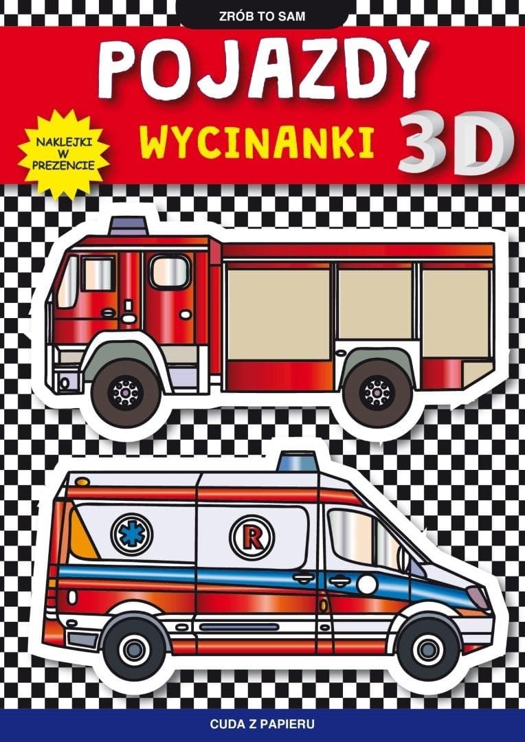 Pojazdy Wycinanki 3D z naklejkami dla dzieci
