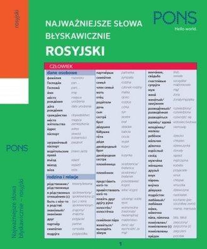 PONS Rosyjski: Szybka Nauka Słów Kluczowych - 12 Laminowanych Kart