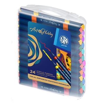 Profesjonalne markery akrylowe dwustronne Astra Art&Hobby 24 sztuki