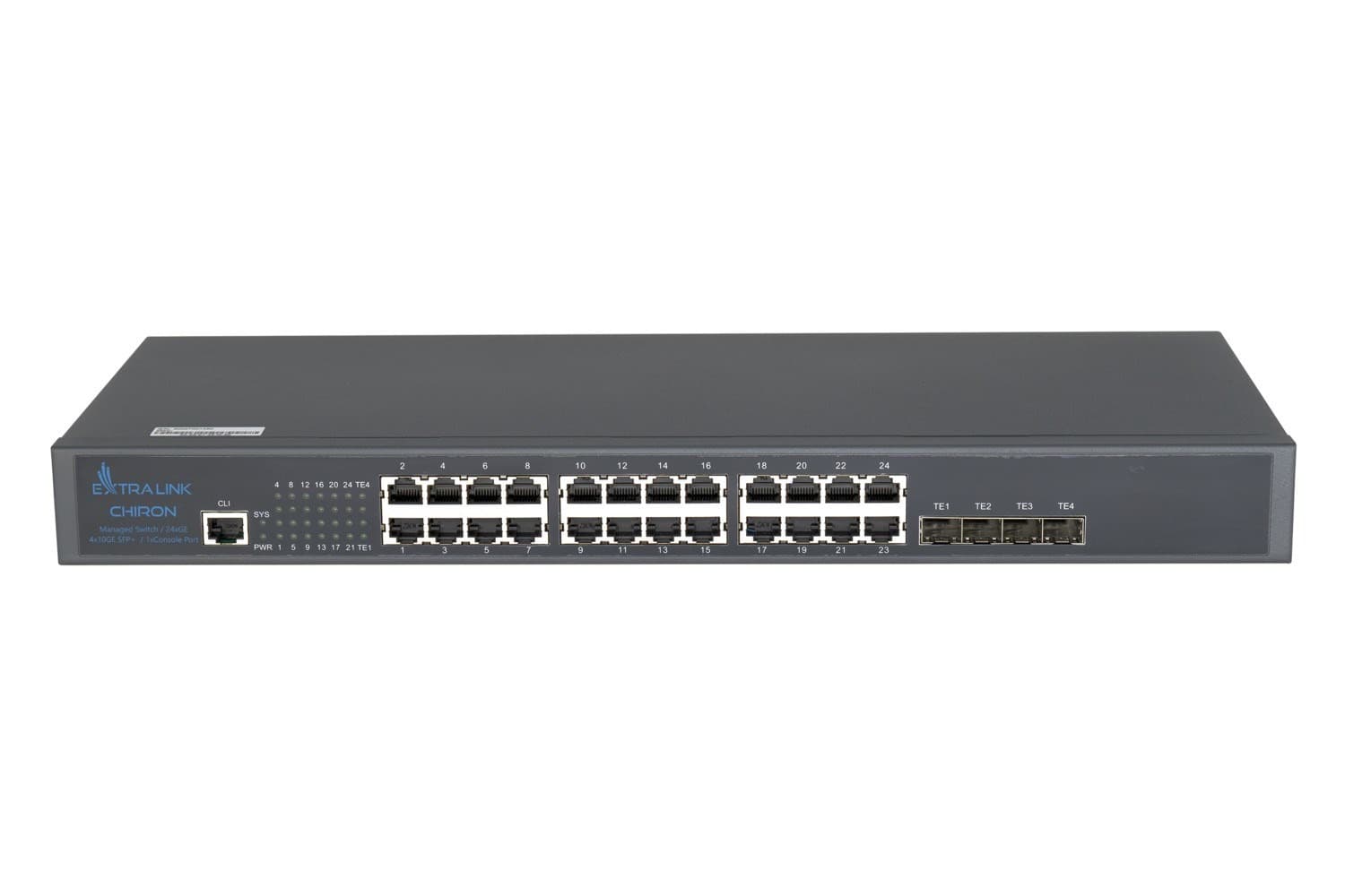 Przełącznik Extralink Chiron 24 porty RJ45 1000Mb/s 4 porty SFP+ L3 Zarządzalny