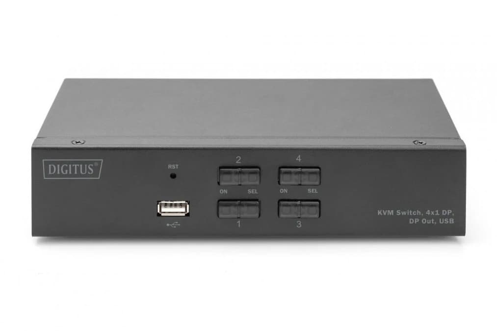 Przełącznik KVM 4-portowy 4K 60Hz (4xDP IN, 1xDP OUT, 2xUSB A, 2x Audio)