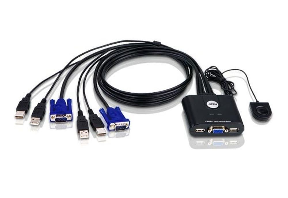 Przełącznik KVM USB 2.0 2-portowy z kablami