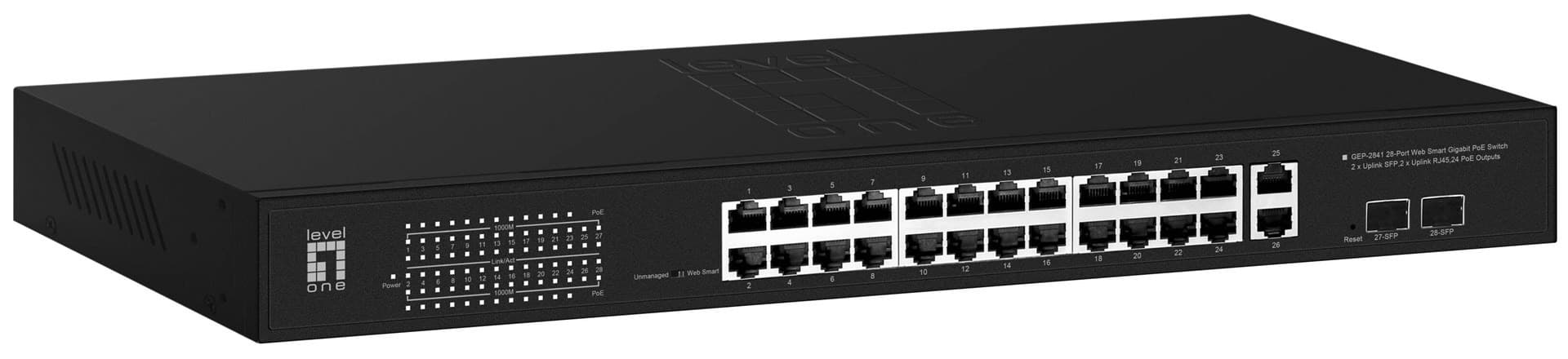 Przełącznik sieciowy LevelOne WebSmart/GB PoE 28-portowy 375W 1Gbps