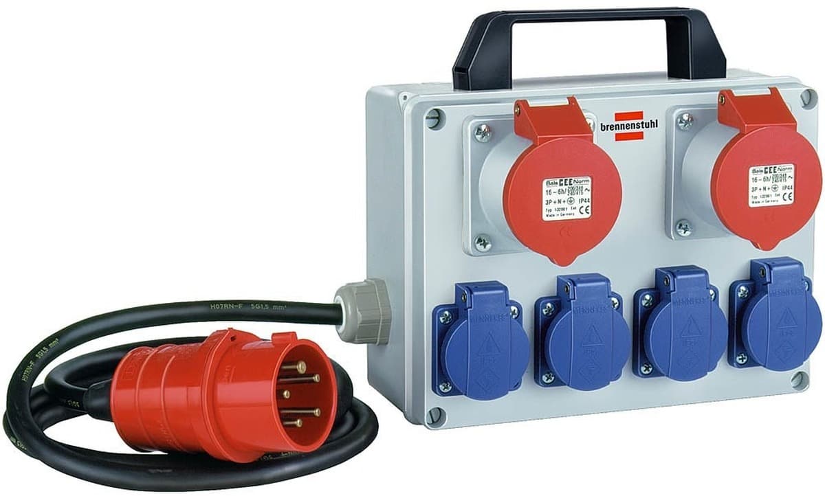 Przedłużacz Brennenstuhl BKV 2/4 T IP44, 6 gniazd AC, CEE 5p, 2m, 400V