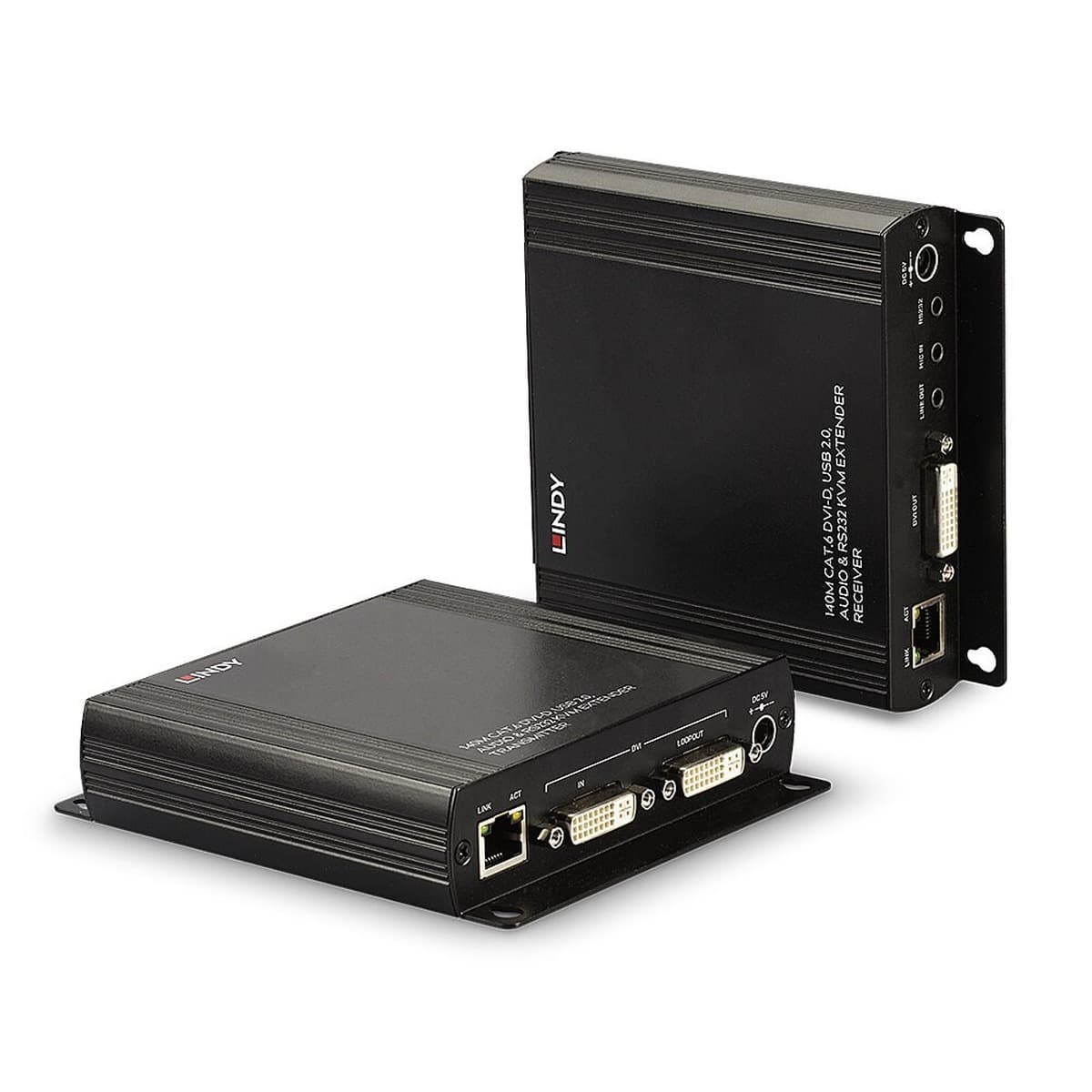 Przedłużacz KVM Lindy 39245 140 m Cat.6 DVI-D USB Audio RS232