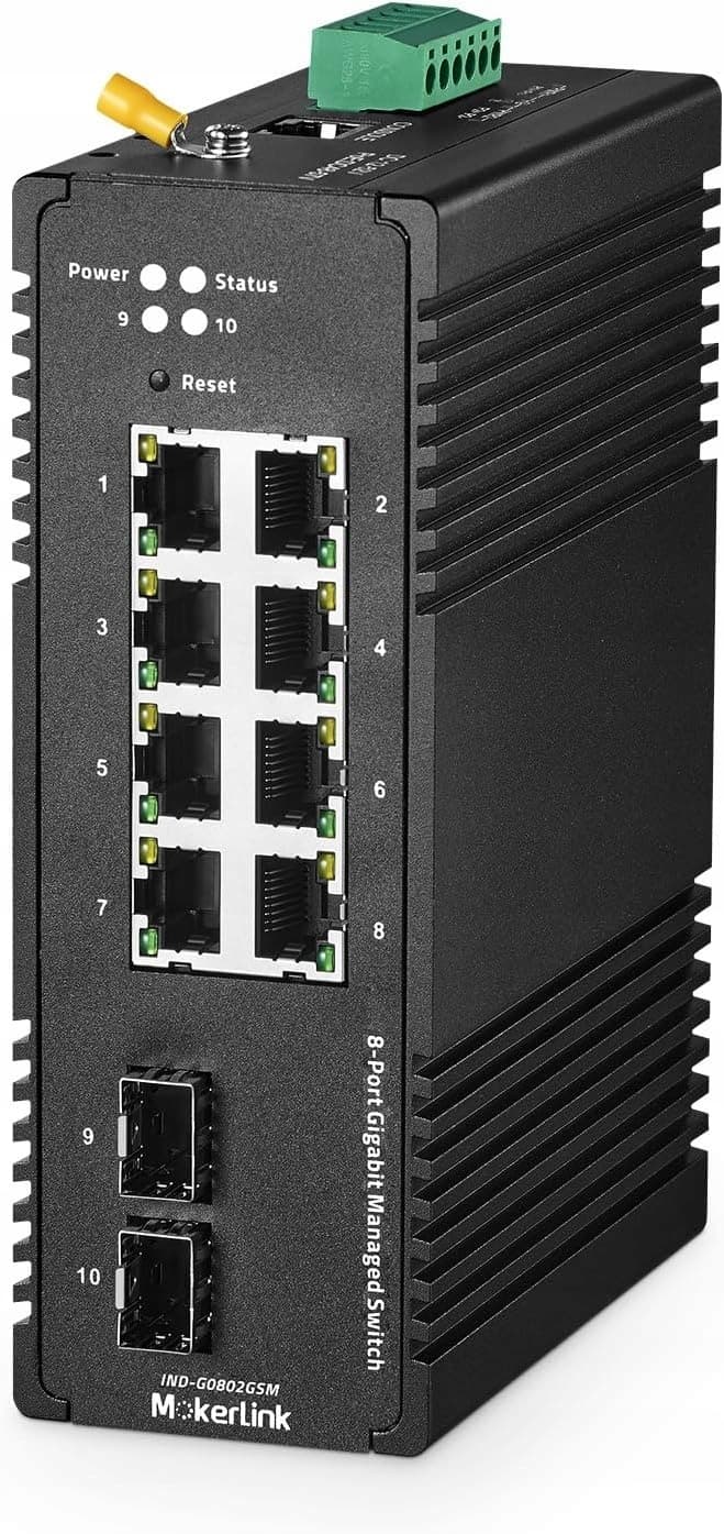 Przemysłowy switch Ethernet L2 Managed Gigabit 8+2 porty (8x GE RJ45 + 2x SFP)