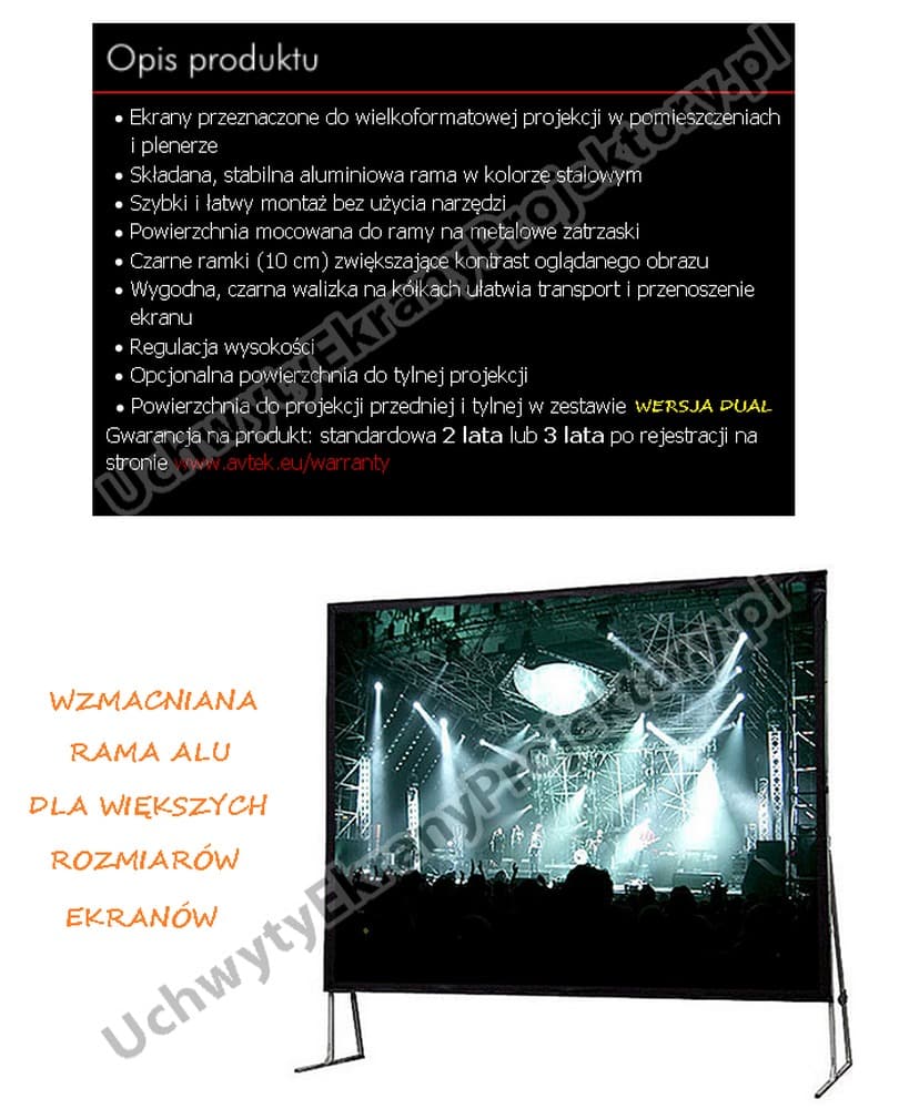 Przenośny ekran ramowy Avtek FOLD 508 o proporcjach 16:10