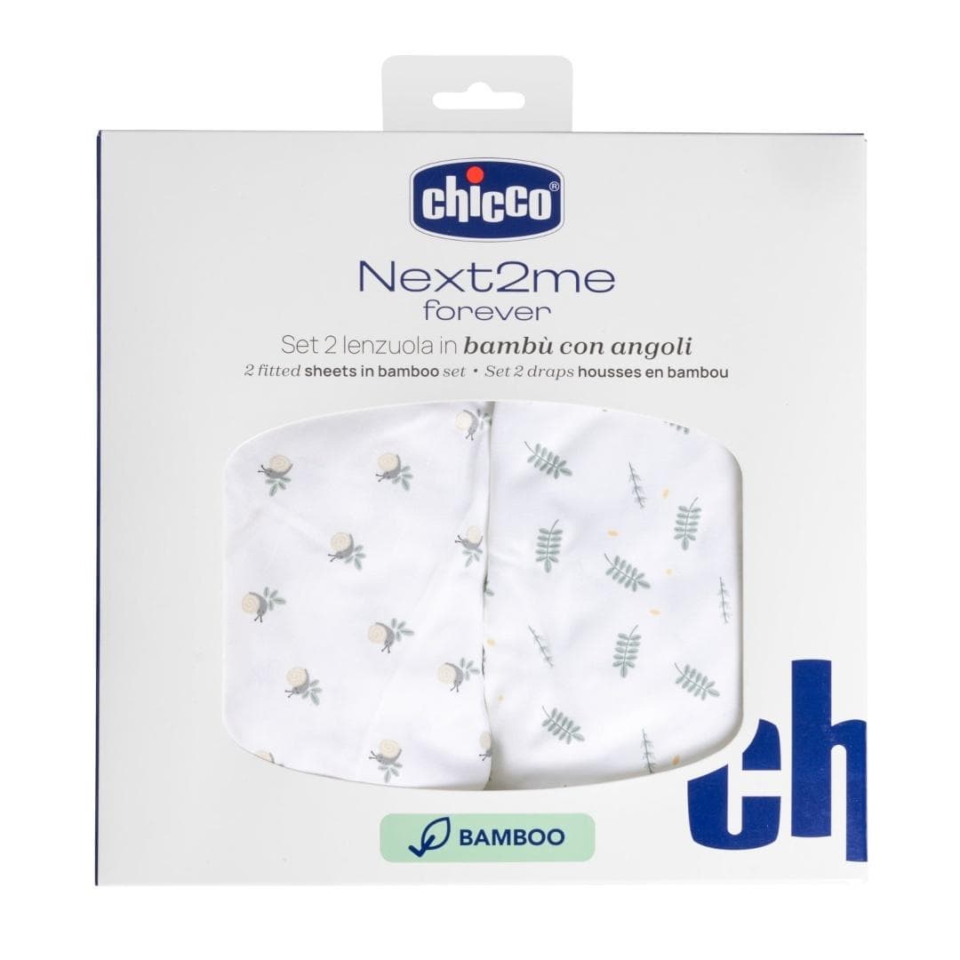 Prześcieradło bambusowe do łóżeczka dziecięcego Chicco Next2Me Forever foliage z poszewką