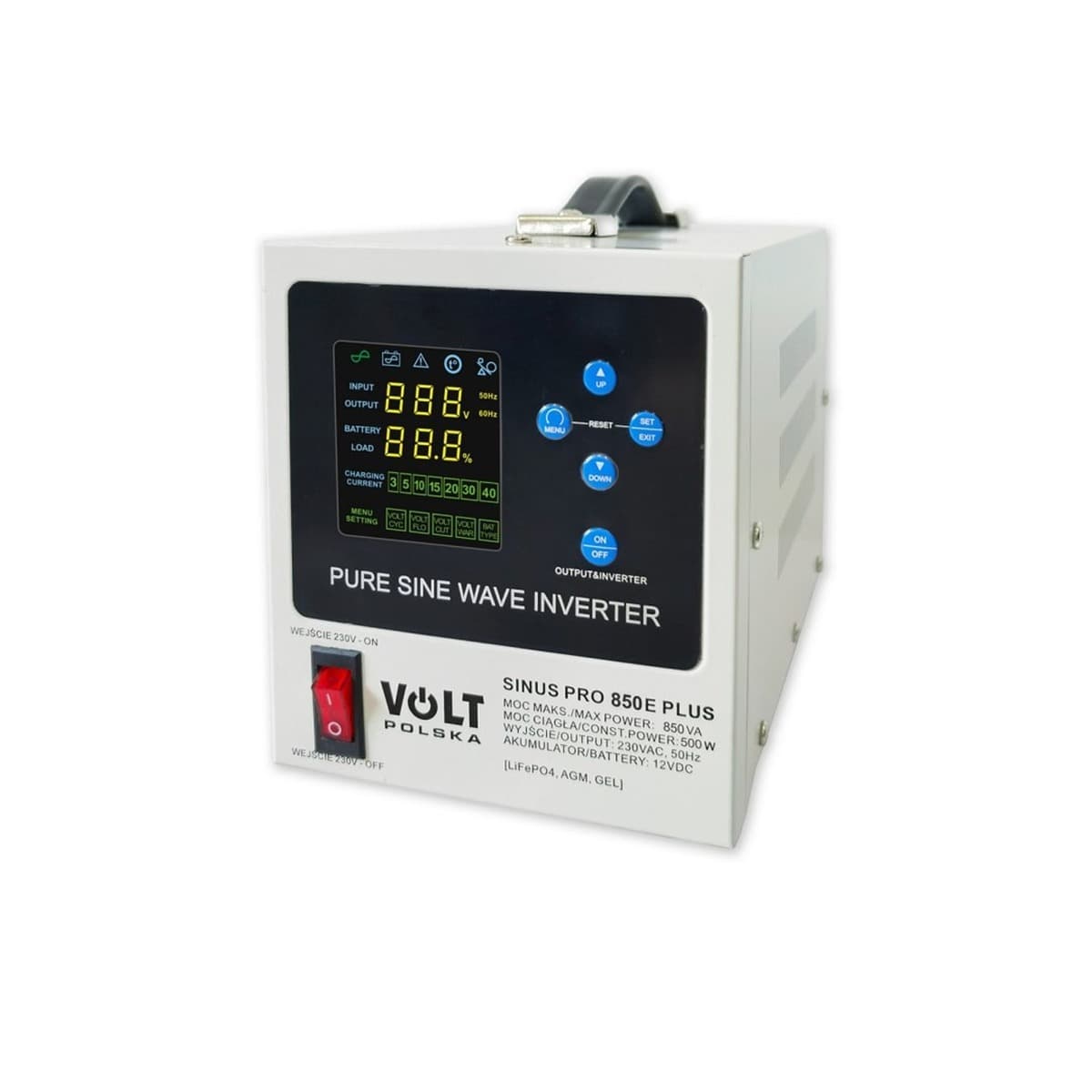Przetwornica napięcia VOLT POLSKA SINUSPRO 850E PLUS 2/230V (500/850W) AGM, GEL, LiFePO4