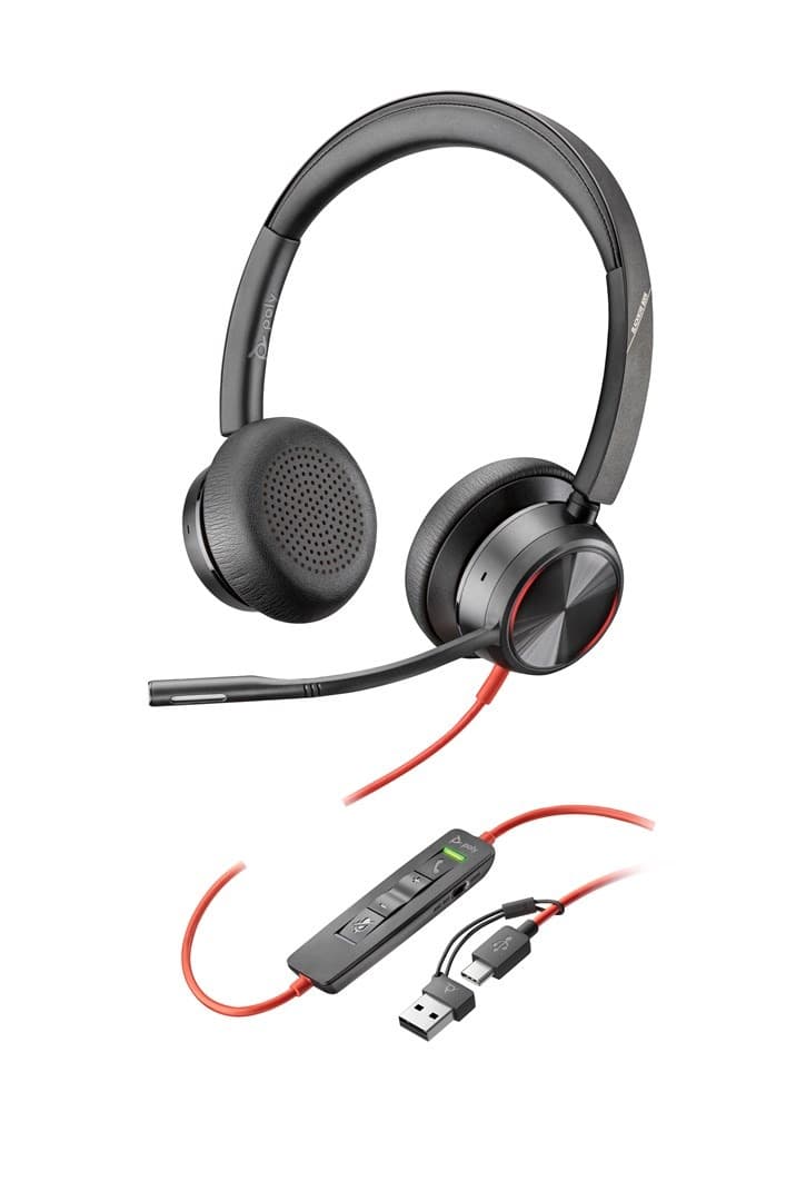 Przewodowe słuchawki HP Poly Blackwire 8225 USB-C/A