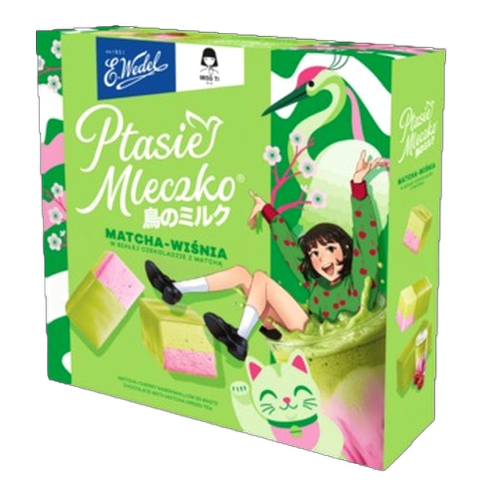 E.Wedel Ptasie mleczko matcha-wiśnia w białej czekoladzie z matchą 340g