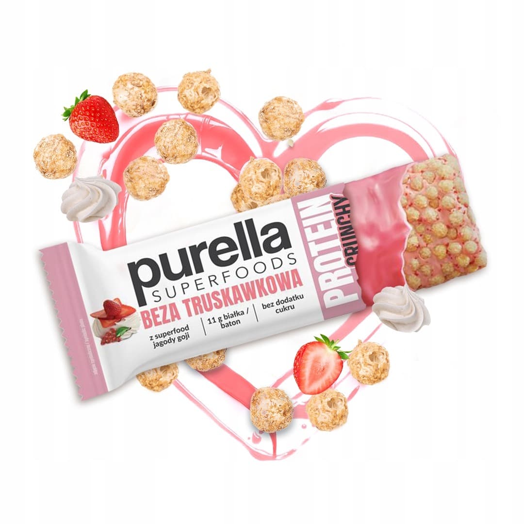 Purella Protein Crunchy Beza Truskawkowa 45g