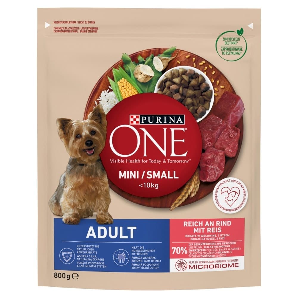 PURINA ONE MINI Adult Karma dla psów z wołowiną i ryżem 800g