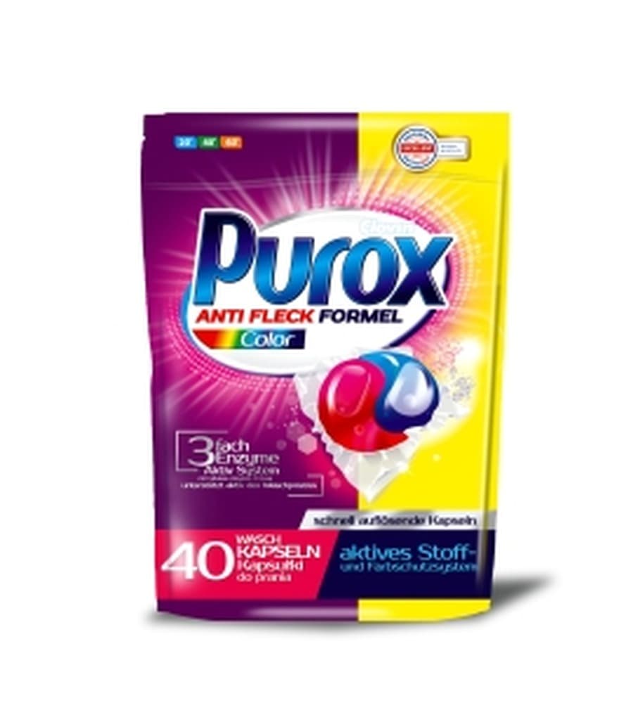Purox Kapsułki 2-komorowe do prania tkanin kolorowych 40 sztuk